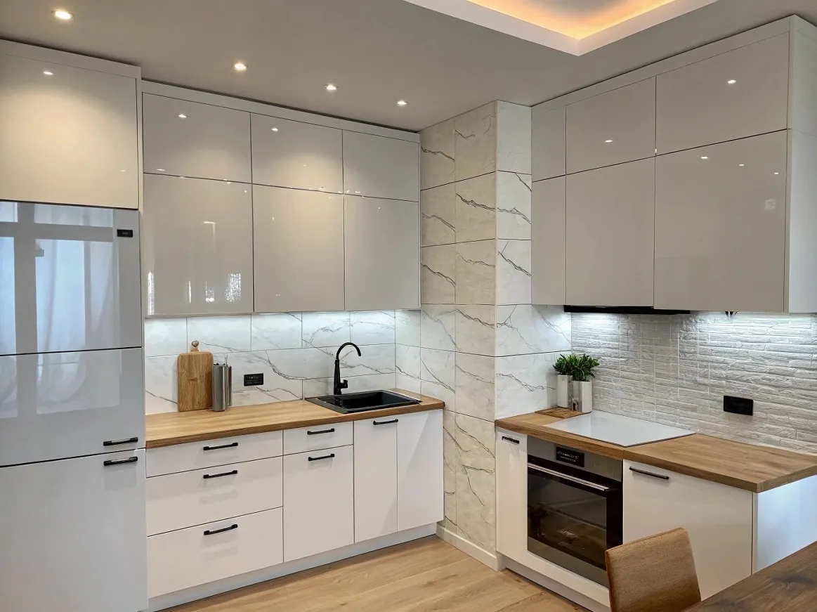 Классическая кухня с фасадами под дерево