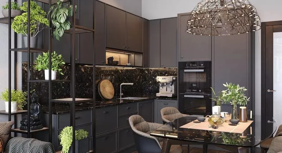 Прямая кухня для квартиры-студии